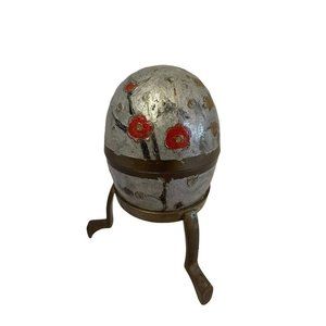 Vintage Brass Cloisionne Egg Container Collectibles Trinket Box On Tripod‎